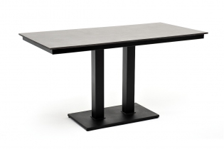 MR1001633 интерьерный стол из HPL квадратный, цвет «серый гранит«, подстолье двойное черное чугун